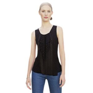 Halogen Black & Brown Polka Dot Sheer Sleeveless Top Size S